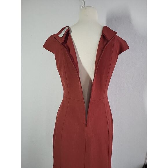 MM Lafleur Ashley Dress Red Size 8 Square Boat Neck Tailored Sheath Work Office - Picture 8 of 14
